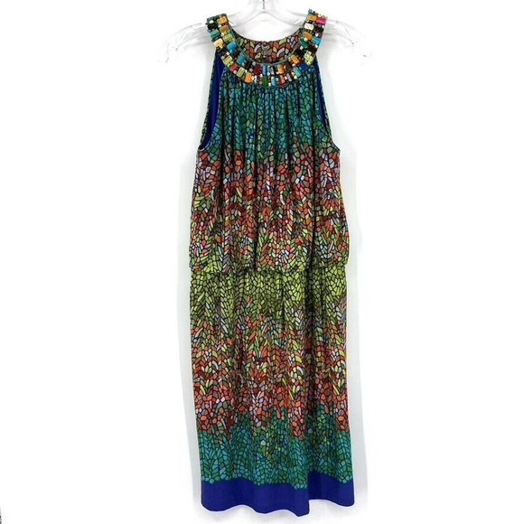 London Times Womens 6 Multicolor Stone Embellished Sleeveless Dress - Picture 1 of 7